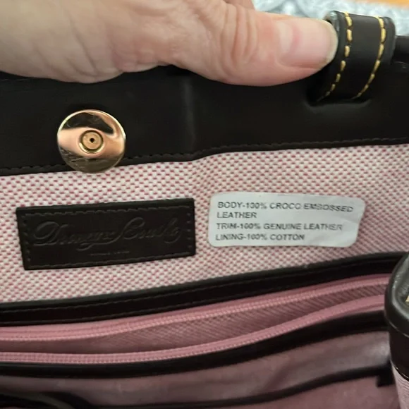 Dooney & Bourke Croco Embossed Genuine Leather Double Strap Tassel Bag Satchel - Picture 11 of 14